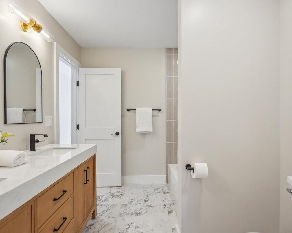 Shower detail in a remodeled bathroom